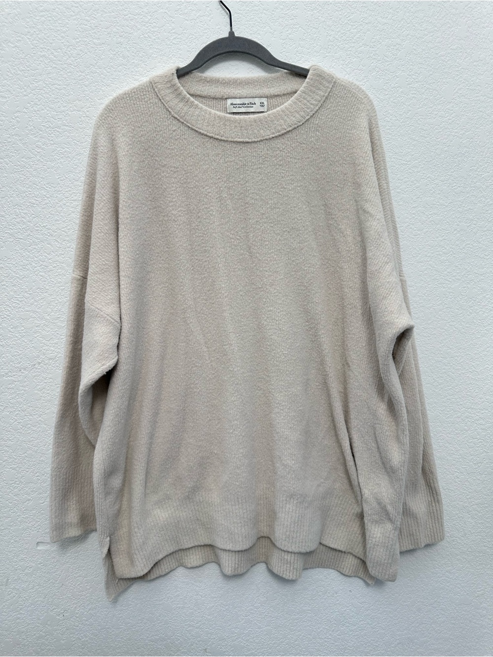 Abercrombie & Fitch Womens XXL Soft AF Knit Oversized Crewneck Sweater Beige